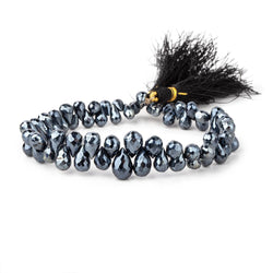 7x4-10x7mm Mystic Black Spinel Faceted Tear Drop Beads 8 inch 64 pieces AA (ONLINE ORDER ONLY)