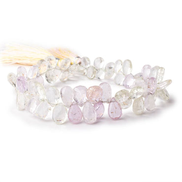 7x4-12x8mm Kunzite and Hiddenite Faceted Pear Beads 9 inch 58 pieces (ONLINE ORDER ONLY)