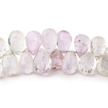 7x4-12x8mm Kunzite and Hiddenite Faceted Pear Beads 9 inch 58 pieces (ONLINE ORDER ONLY)