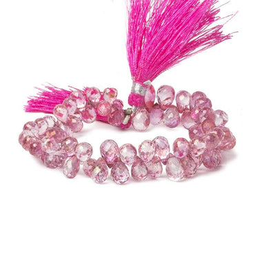 7x5-10x6mm Mystic Pink Topaz Faceted Tear Drop Beads 8 inch 74 pieces (ONLINE ORDER ONLY)