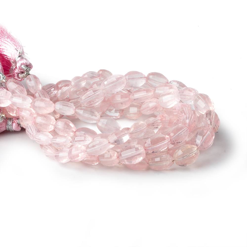 7x5-10x6mm Rose Quartz checkerboard faceted ovals 8 inch 20 beads A (ONLINE ORDER ONLY)