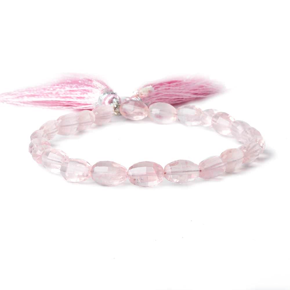 7x5-10x6mm Rose Quartz checkerboard faceted ovals 8 inch 20 beads A (ONLINE ORDER ONLY)