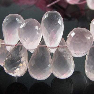 7x5-10x6mm Rose Quartz Tear Drop Briolette Beads 8 inch 76 pieces (ONLINE ORDER ONLY)