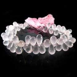 7x5-10x6mm Rose Quartz Tear Drop Briolette Beads 8 inch 76 pieces (ONLINE ORDER ONLY)