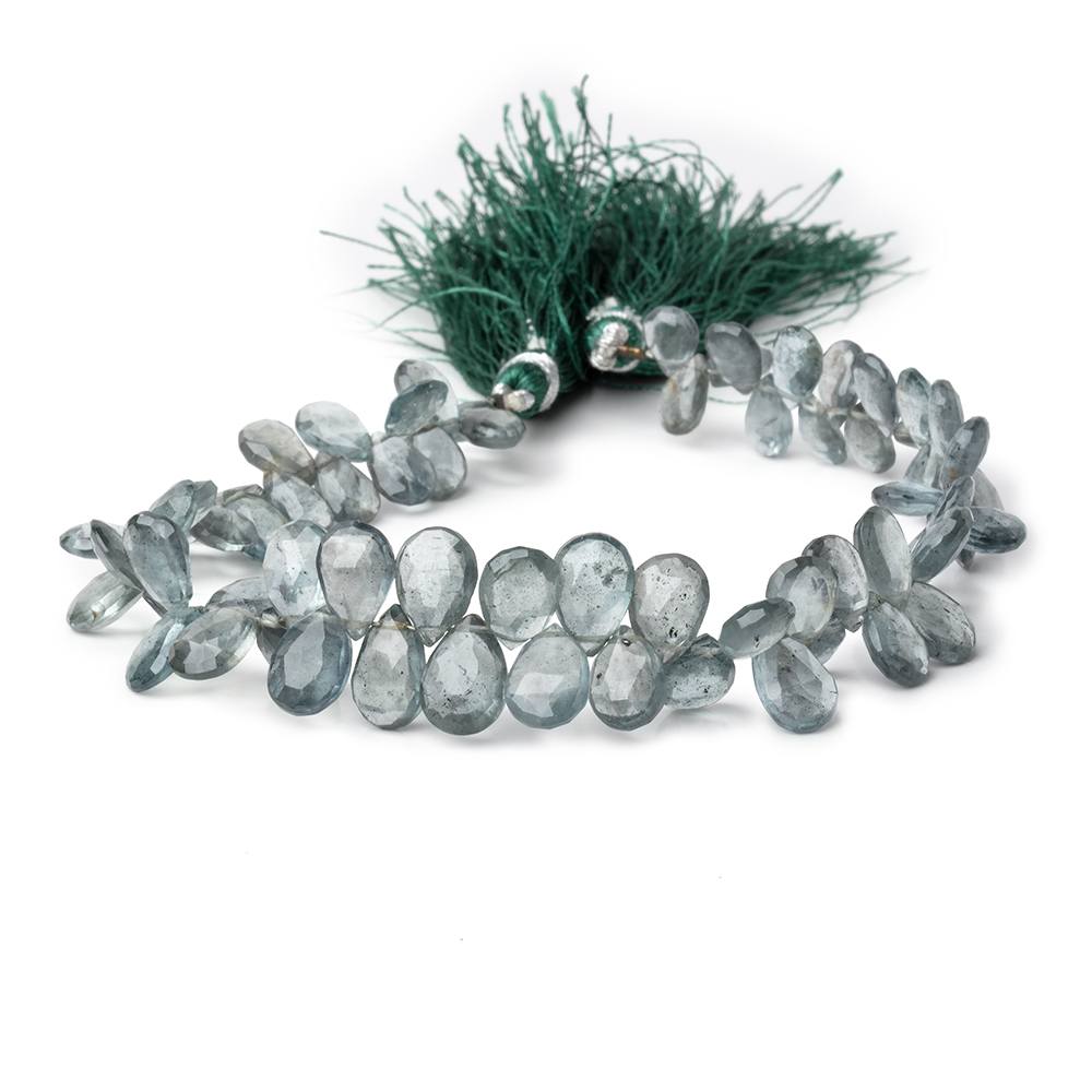 7x5-10x7mm Moss Aquamarine Faceted Pear Beads 8 inch 68 pieces AA (ONLINE ORDER ONLY)