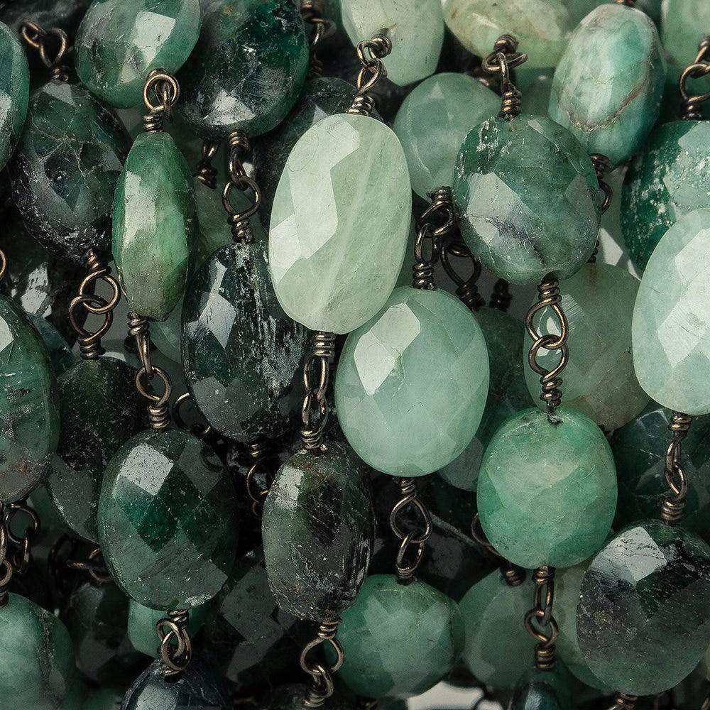 7x5-10x8mm Emerald Faceted Oval Black Gold plated Chain by the foot (ONLINE ORDER ONLY)