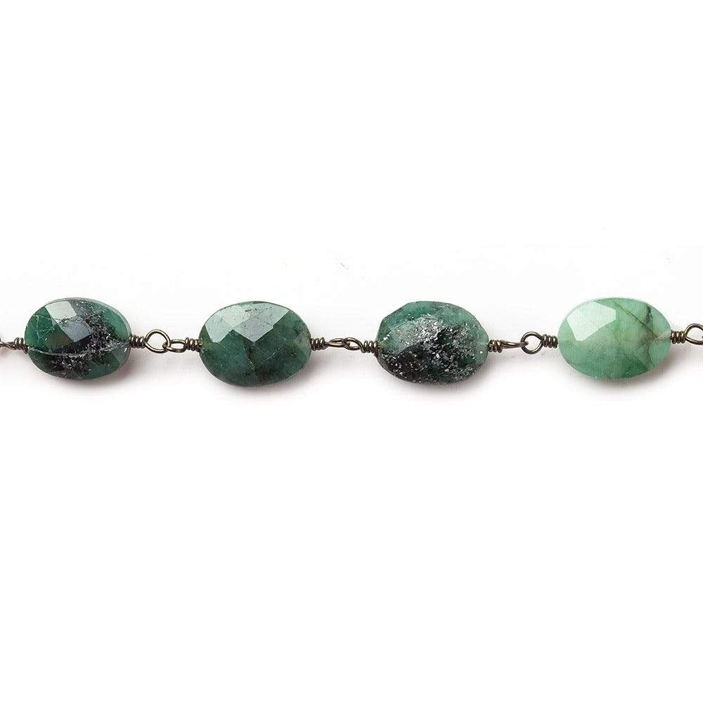 7x5-10x8mm Emerald Faceted Oval Black Gold plated Chain by the foot (ONLINE ORDER ONLY)