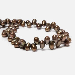 7x5-11x6mm Mocha Brown Top Drilled Oval Freshwater Pearls 15.5 inch 77 pcs (ONLINE ORDER ONLY)
