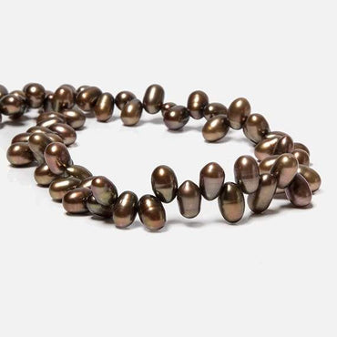 7x5-11x6mm Mocha Brown Top Drilled Oval Freshwater Pearls 15.5 inch 77 pcs (ONLINE ORDER ONLY)
