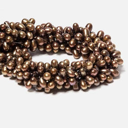 7x5-11x6mm Mocha Brown Top Drilled Oval Freshwater Pearls 15.5 inch 77 pcs (ONLINE ORDER ONLY)