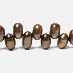7x5-11x6mm Mocha Brown Top Drilled Oval Freshwater Pearls 15.5 inch 77 pcs (ONLINE ORDER ONLY)