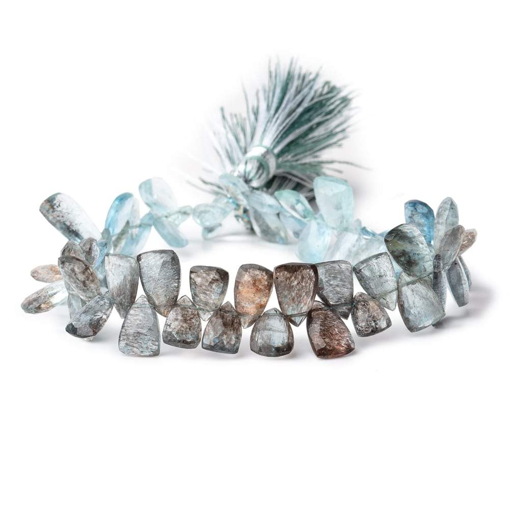 7x5-11x6mm Moss Aquamarine Top Drilled Faceted Points 7 inch 58 Beads (ONLINE ORDER ONLY)