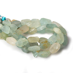 7x5-14x6mm Frosted Aquamarine & Yellow Beryl plain nugget beads 8 inch 16 pieces (ONLINE ORDER ONLY)