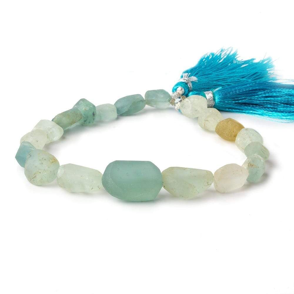 7x5-14x6mm Frosted Aquamarine & Yellow Beryl plain nugget beads 8 inch 16 pieces (ONLINE ORDER ONLY)