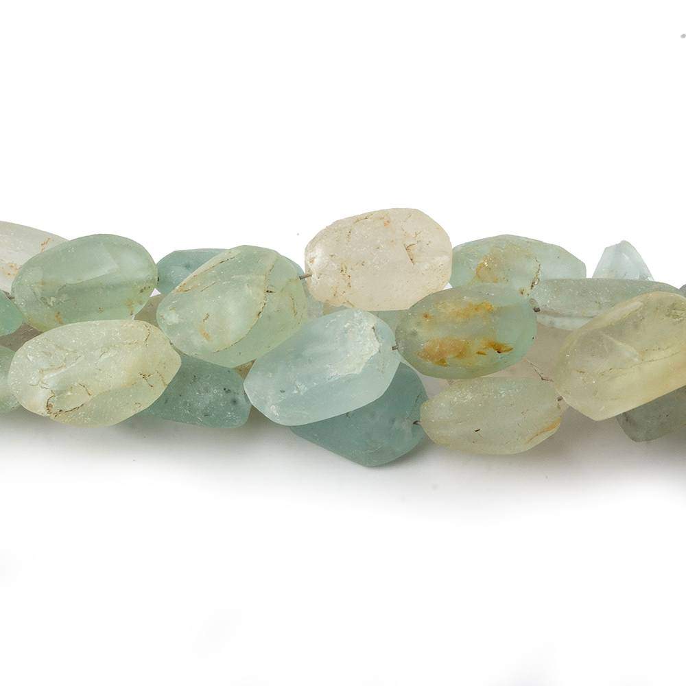 7x5-14x6mm Frosted Aquamarine & Yellow Beryl plain nugget beads 8 inch 16 pieces (ONLINE ORDER ONLY)