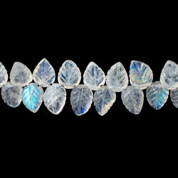 7x5-8.5x6mm Rainbow Moonstone hand carved leaf beads 8 inch 57 pieces AAA (ONLINE ORDER ONLY)