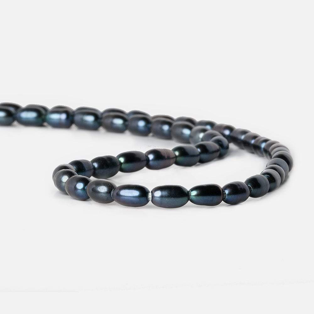 7x5mm-8x5mm Indigo Deep Blue Base Large Hole Oval Freshwater Pearls 15inch 48pcs (ONLINE ORDER ONLY)