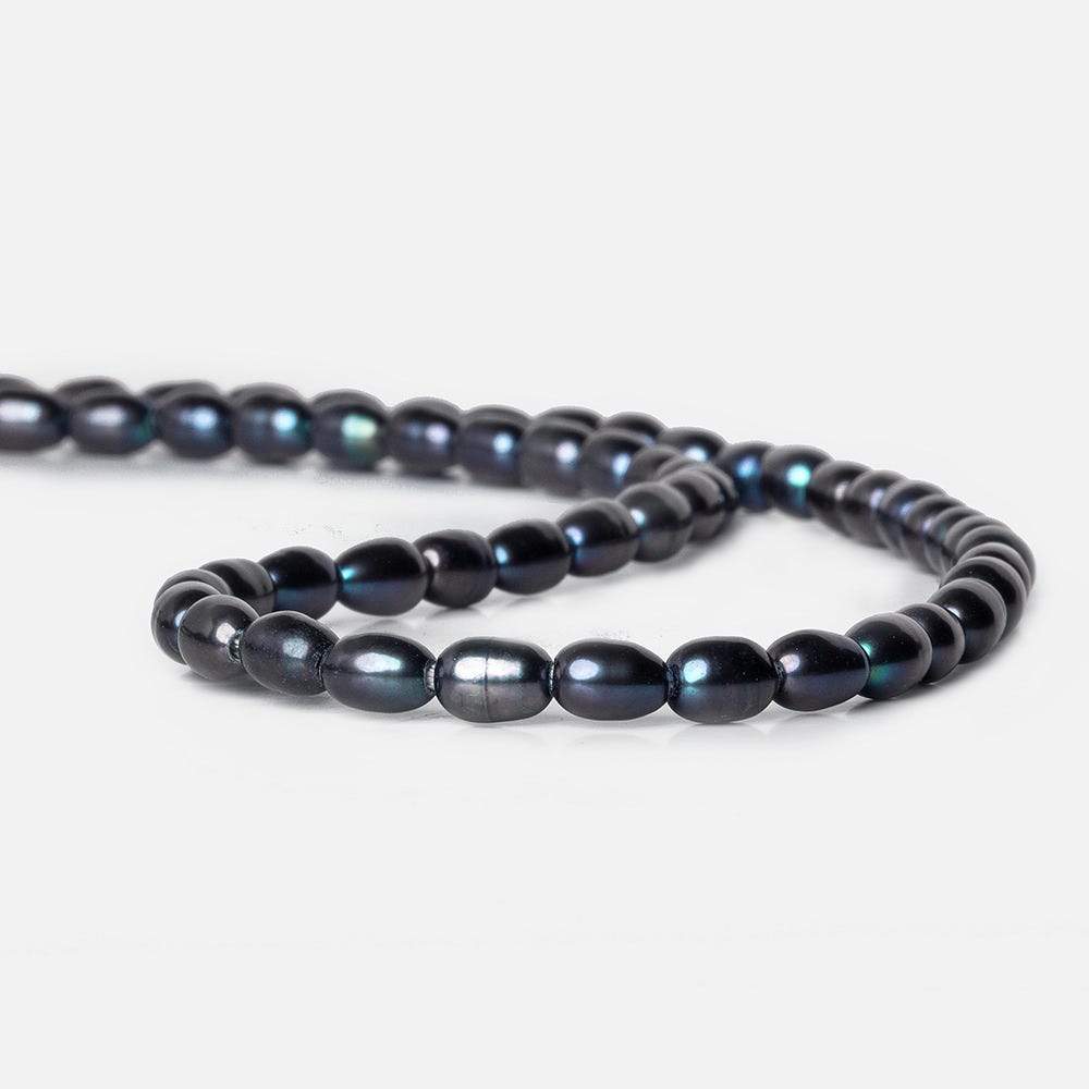 7x5mm Indigo Blue Large Hole Oval Freshwater Pearls 15inch 48pcs (ONLINE ORDER ONLY)