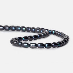 7x5mm Indigo Blue Large Hole Oval Freshwater Pearls 15inch 48pcs (ONLINE ORDER ONLY)