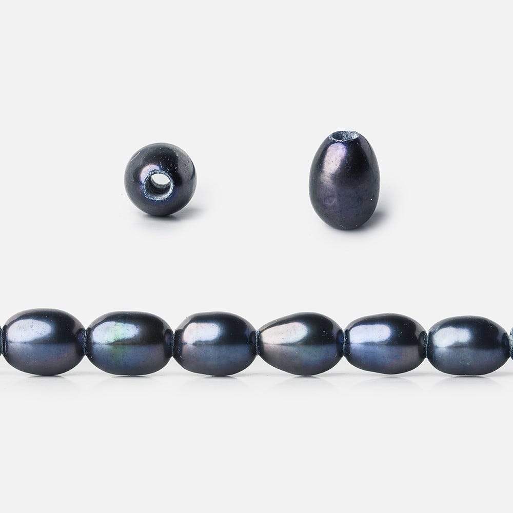 7x5mm Indigo Blue Large Hole Oval Freshwater Pearls 15inch 48pcs (ONLINE ORDER ONLY)