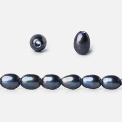 7x5mm Indigo Blue Large Hole Oval Freshwater Pearls 15inch 48pcs (ONLINE ORDER ONLY)