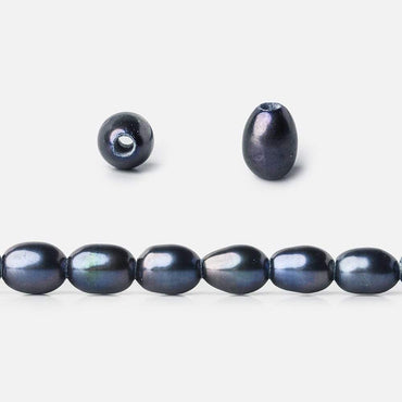 7x5mm Indigo Blue Large Hole Oval Freshwater Pearls 15inch 48pcs (ONLINE ORDER ONLY)