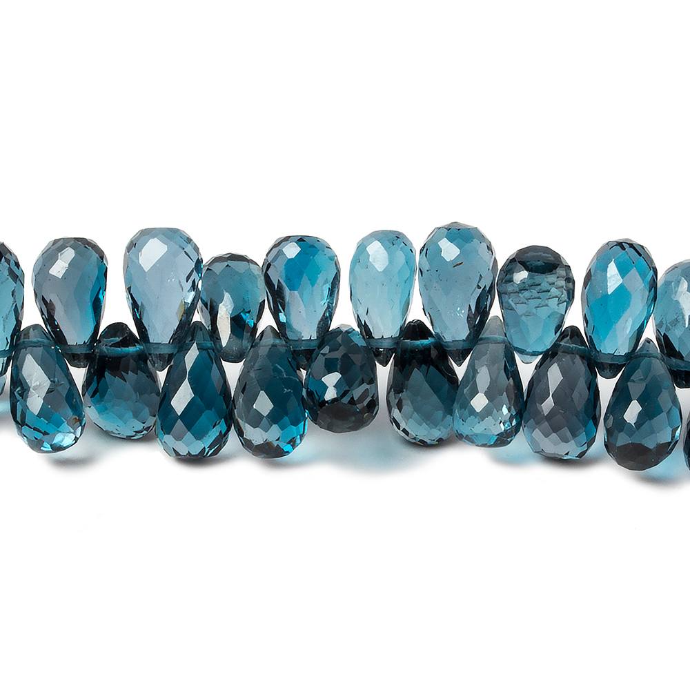 7x5-8x5mm London Blue Topaz faceted tear drop beads 8 inch 73 pieces AA (ONLINE ORDER ONLY)