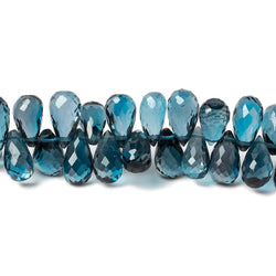 7x5-8x5mm London Blue Topaz faceted tear drop beads 8 inch 73 pieces AA (ONLINE ORDER ONLY)