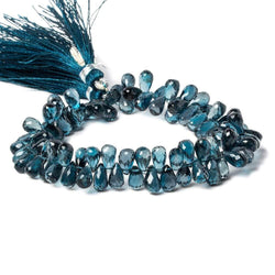 7x5-8x5mm London Blue Topaz faceted tear drop beads 8 inch 73 pieces AA (ONLINE ORDER ONLY)