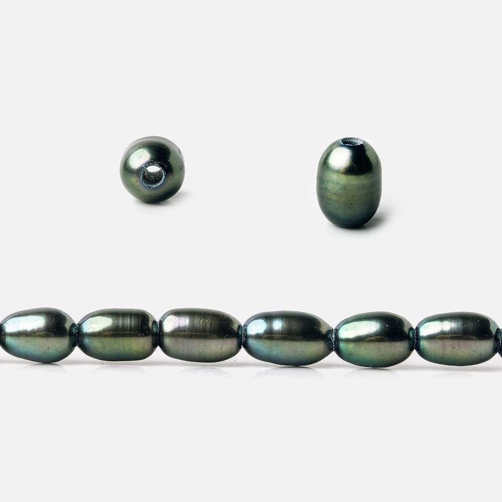 8x5mm Pistachio Peacock Large Hole Oval Freshwater Pearls 15inch 48pcs (ONLINE ORDER ONLY)