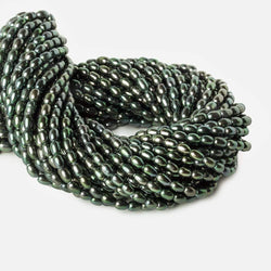 8x5mm Pistachio Peacock Large Hole Oval Freshwater Pearls 15inch 48pcs (ONLINE ORDER ONLY)