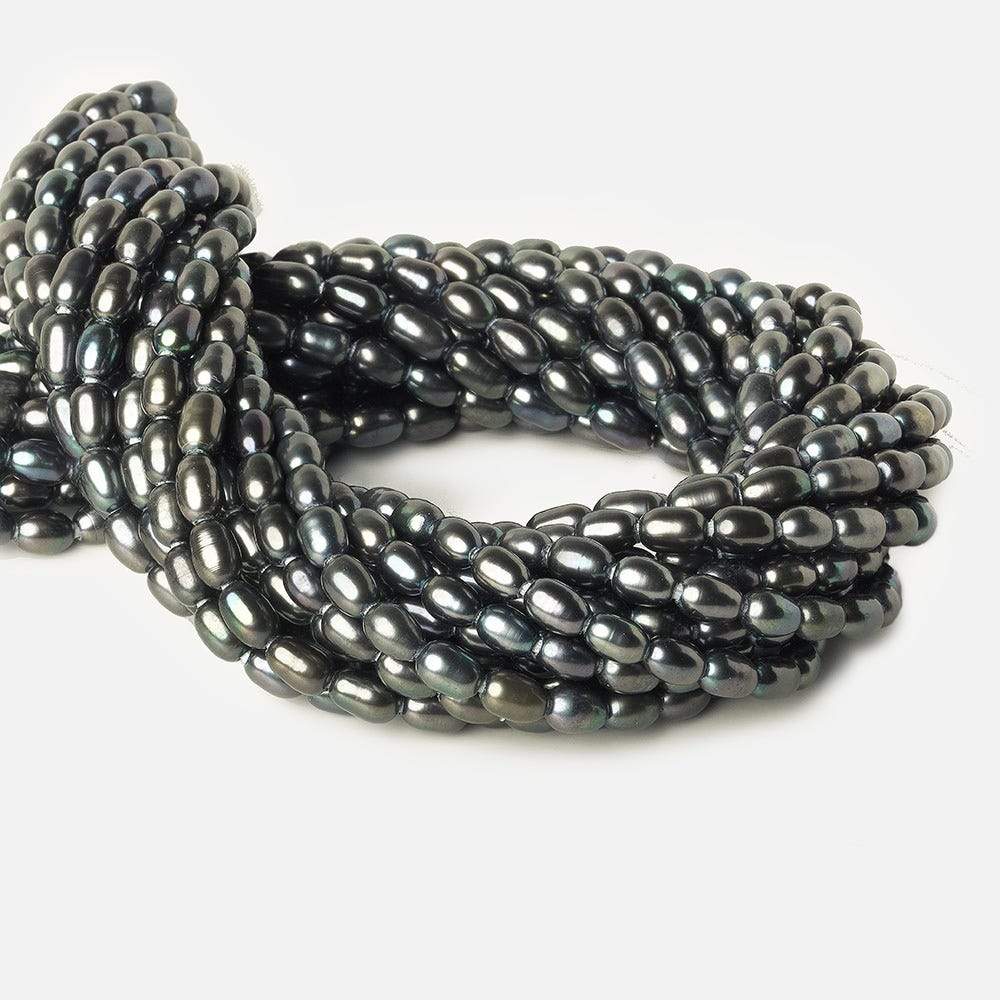 7x5mm Platinum Grey Large Hole Oval Freshwater Pearls 15 inch 48 pcs (ONLINE ORDER ONLY)