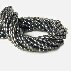 7x5mm Platinum Grey Large Hole Oval Freshwater Pearls 15 inch 48 pcs (ONLINE ORDER ONLY)