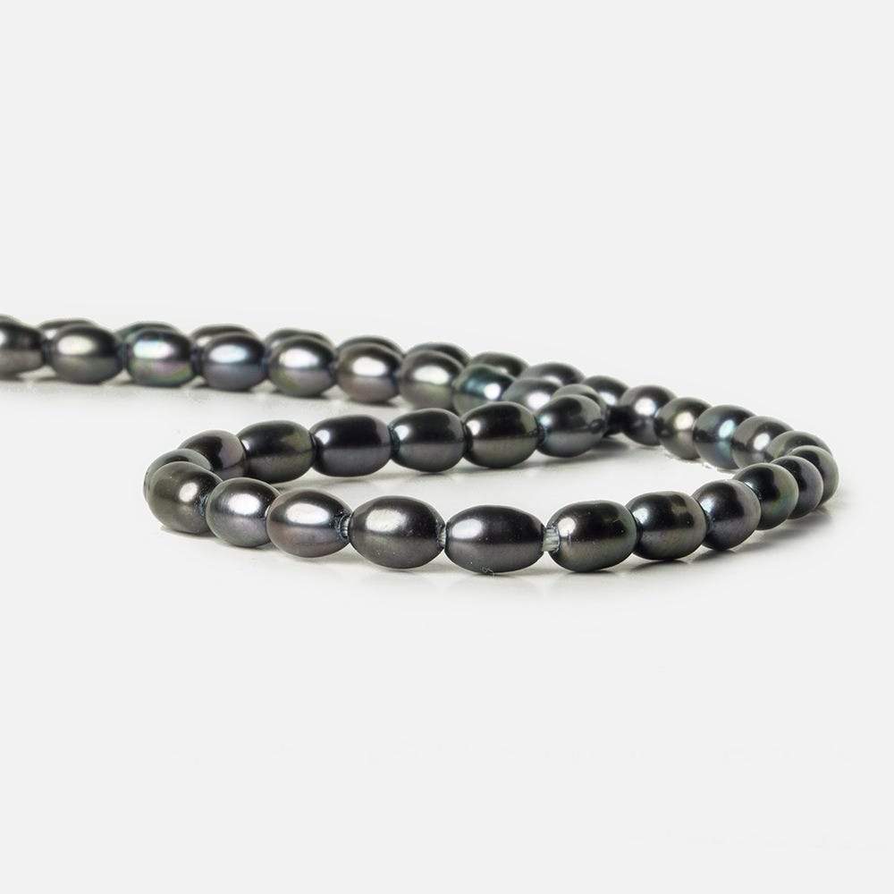 7x5mm Platinum Grey Large Hole Oval Freshwater Pearls 15 inch 48 pcs (ONLINE ORDER ONLY)