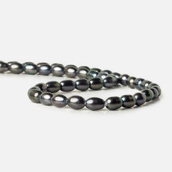 7x5mm Platinum Grey Large Hole Oval Freshwater Pearls 15 inch 48 pcs (ONLINE ORDER ONLY)