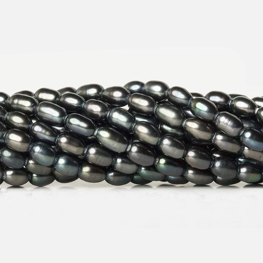 7x5mm Platinum Grey Large Hole Oval Freshwater Pearls 15 inch 48 pcs (ONLINE ORDER ONLY)