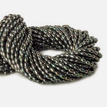 7x5mm Platinum Iridescent Large Hole Oval Freshwater Pearls 15inch 48 pcs (ONLINE ORDER ONLY)