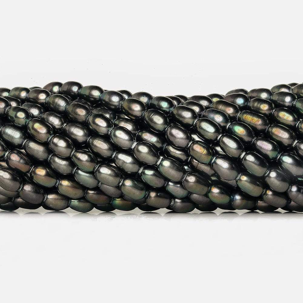 7x5mm Platinum Iridescent Large Hole Oval Freshwater Pearls 15inch 48 pcs (ONLINE ORDER ONLY)