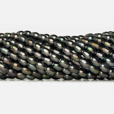 7x5mm Platinum Iridescent Large Hole Oval Freshwater Pearls 15inch 48 pcs (ONLINE ORDER ONLY)