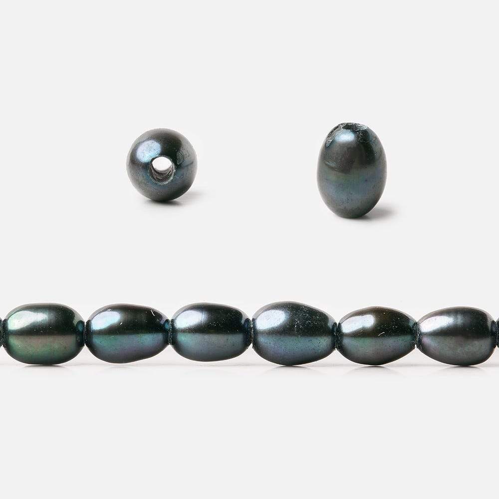 7x5Platinum Peacock Large Hole Oval Freshwater Pearls 15 inch 48 pcs (ONLINE ORDER ONLY)