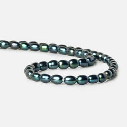 7x5mm Teal Peacock Large Hole Oval Freshwater Pearls  15 inch 48 pcs (ONLINE ORDER ONLY)