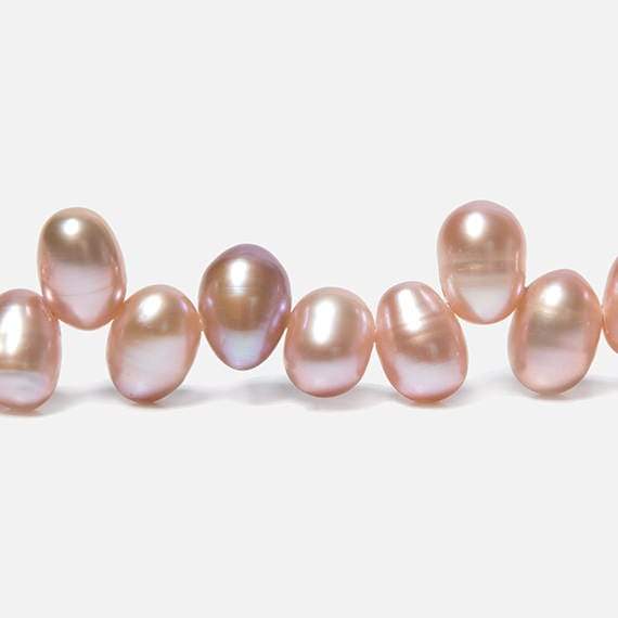 7x5-8x6mm Peachy Pink Top Drilled Oval Freshwater Pearls 16 inch 74 pieces (ONLINE ORDER ONLY)