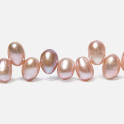 7x5-8x6mm Peachy Pink Top Drilled Oval Freshwater Pearls 16 inch 74 pieces (ONLINE ORDER ONLY)