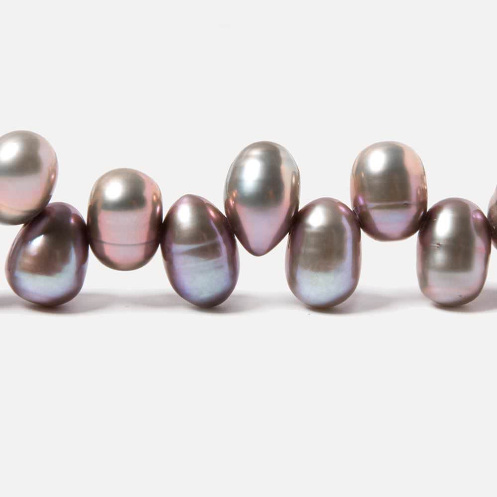 7x5-8x6mm Rose' Silver Top Drilled Oval Freshwater Pearl 16 inch 86 pieces (ONLINE ORDER ONLY)
