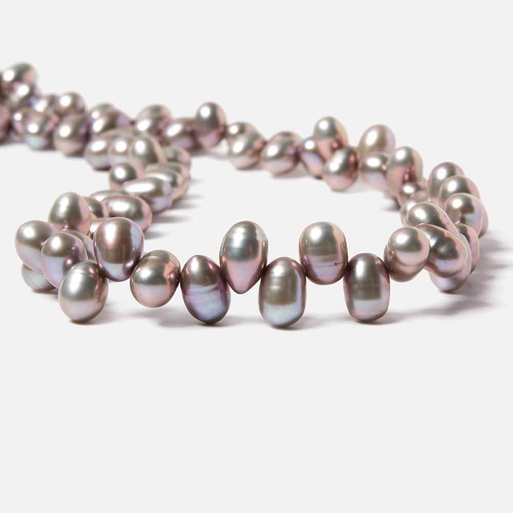 7x5-8x6mm Rose' Silver Top Drilled Oval Freshwater Pearl 16 inch 86 pieces (ONLINE ORDER ONLY)