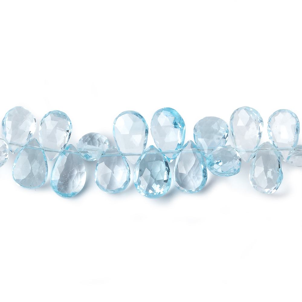 4x6-7X5mm Sky Blue Topaz Faceted Pear Beads 8 inch 70 beads (ONLINE ORDER ONLY)
