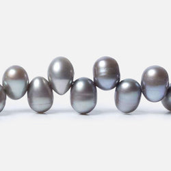7x5-8x6mm Steel Silver Top Drilled Oval Freshwater Pearls 16 inch 84 pcs (ONLINE ORDER ONLY)