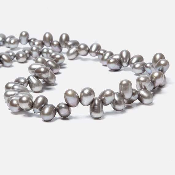 7x5-8x6mm Steel Silver Top Drilled Oval Freshwater Pearls 16 inch 84 pcs (ONLINE ORDER ONLY)