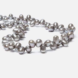 7x5-8x6mm Steel Silver Top Drilled Oval Freshwater Pearls 16 inch 84 pcs (ONLINE ORDER ONLY)