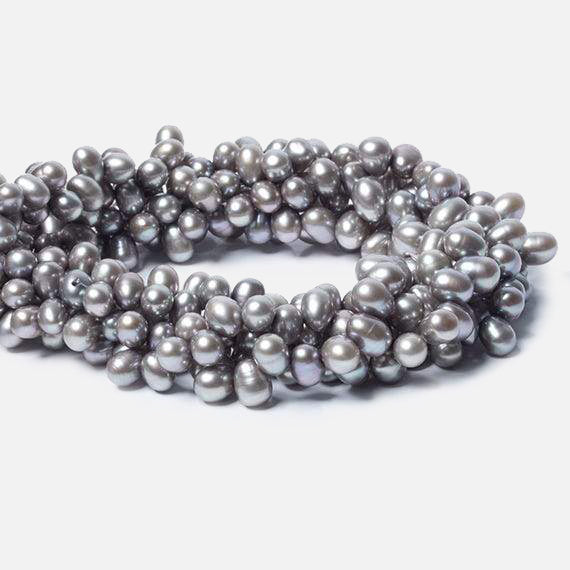7x5-8x6mm Steel Silver Top Drilled Oval Freshwater Pearls 16 inch 84 pcs (ONLINE ORDER ONLY)